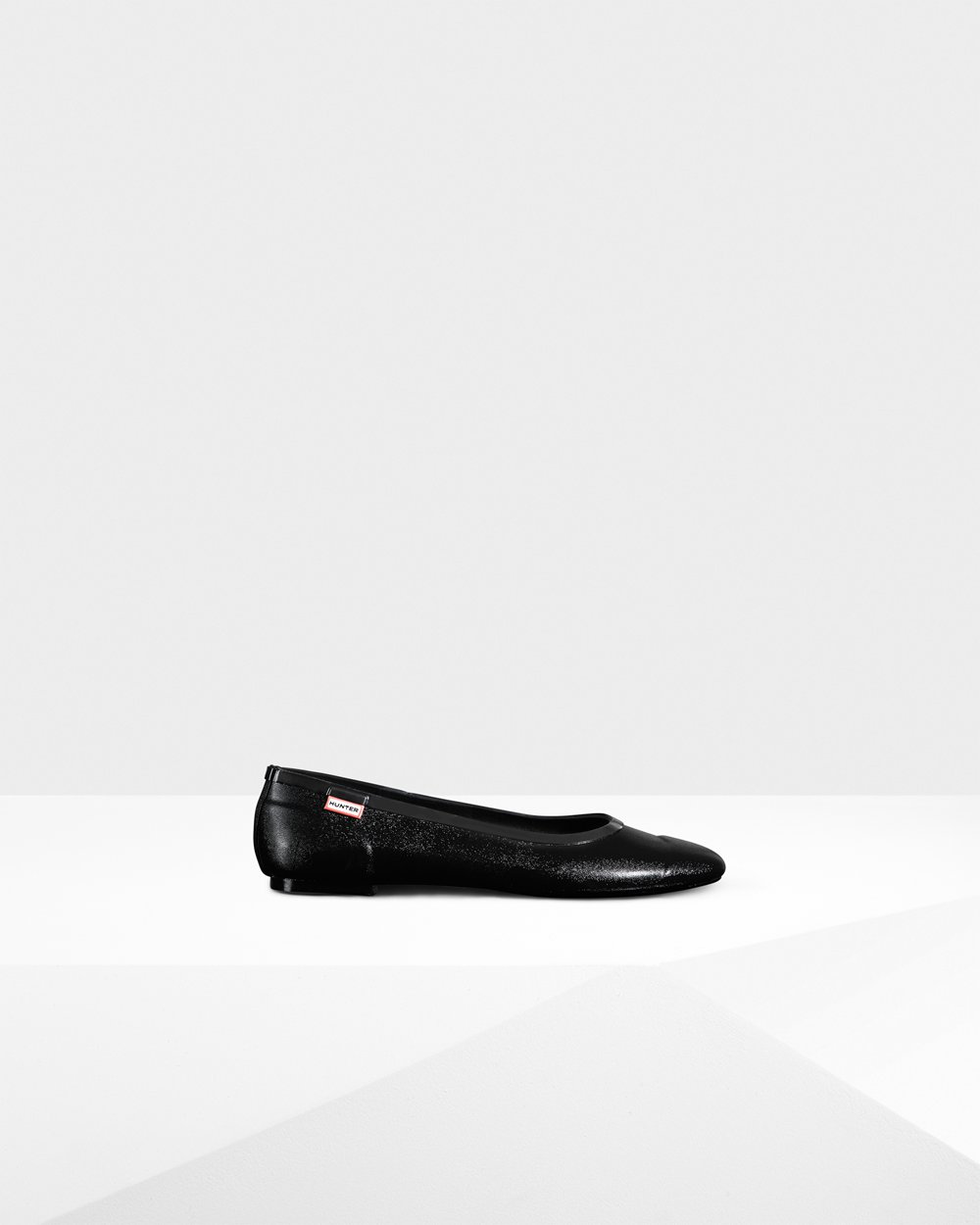 Womens Ballerina - Hunter Original Tour Gloss Flats (60RVIBAHP) - Black